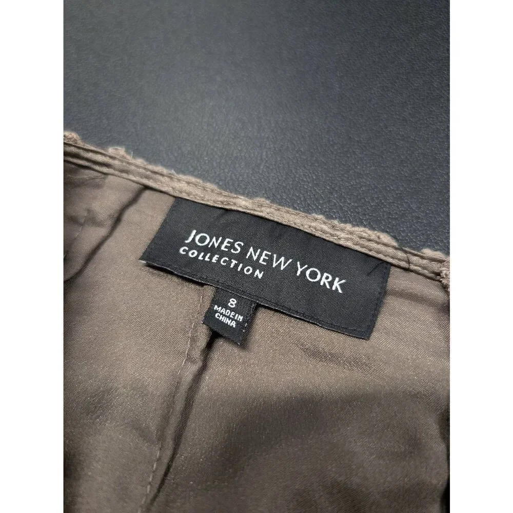 Jones New York Skirt Taupe Floral Crochet Lace Pencil Straight Knee Length Women